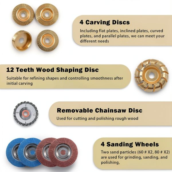 Wood Carving Disc Set 4"/4½" Angle Grinder - Seamaka Grinding Wheels-2